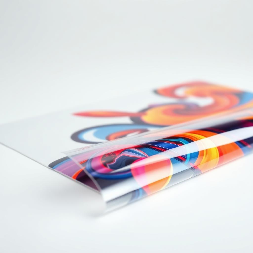 Close-up of a vibrant DTF transfer on clear PET film